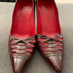 Celine Accent Leather Bow Pumps